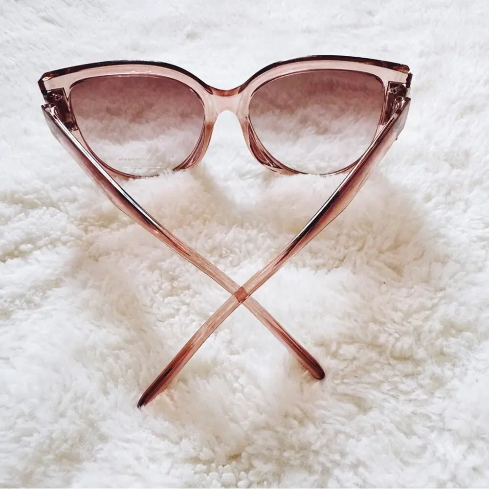 Rosy Clear Pink Cat Eye Oversized Sunglasses